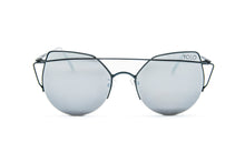 Load image into Gallery viewer, Black High Pointed Silver Mirror Cat Eye Sunglasses