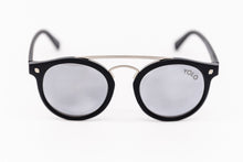 Load image into Gallery viewer, Black French Round Glasses with Brow Bar Mirror lens