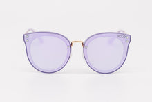 Load image into Gallery viewer, Oversized Purple Mirror lens Women Round Cat Eye Sunglasses