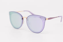 Load image into Gallery viewer, Oversized Purple Mirror lens Women Round Cat Eye Sunglasses