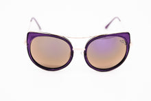 Load image into Gallery viewer, Large Purple Oval Cat Eye Sunglasses Brow Bar Mirror lens