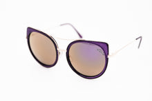 Load image into Gallery viewer, Large Purple Oval Cat Eye Sunglasses Brow Bar Mirror lens
