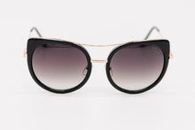 Load image into Gallery viewer, Black Oval Cat Eye Unique Sunglasses brow bar black lens