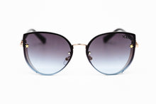 Load image into Gallery viewer, Blue Lens Rimless Cat Eye Blue Glitter Shield Sunglasses
