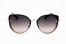 Load image into Gallery viewer, Brown Lens Rimless Cat Eye Gold Glitter Shield Sunglasses