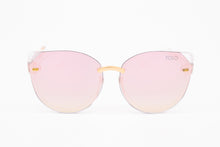 Load image into Gallery viewer, Pink mirror lens Cat Eye Sunglasses with Angle Corner Lens