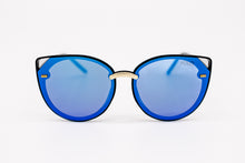 Load image into Gallery viewer, blue mirror lens Cat Eye Sunglasses black frame Yolo Eyewear
