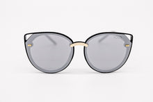 Load image into Gallery viewer, Silver Mirror Cat Eye Sunglasses Black frame Yolo Eyewear