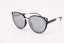 Load image into Gallery viewer, Silver Mirror Cat Eye Sunglasses Black frame Yolo Eyewear