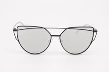 Load image into Gallery viewer, Black High Pointed Cat Eye Silver Mirrored Sunglasses