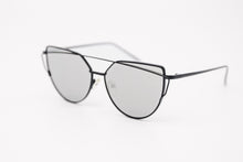 Load image into Gallery viewer, Black High Pointed Cat Eye Silver Mirrored Sunglasses