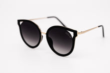 Load image into Gallery viewer, Black Round Cat Eye Sunglasses Cut Out Lens - YOLO Eyewea