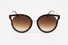 Load image into Gallery viewer, Black Round Cat Eye Sunglasses brown Cut Out Lens
