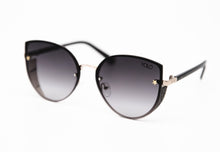 Load image into Gallery viewer, Black Lens Rimless Cat Eye Black glitter Shield Sunglasses