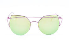 Load image into Gallery viewer, Purple High Pointed Pink Green Mirror Cat Eye Sunglasses
