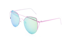 Load image into Gallery viewer, Purple High Pointed Pink Green Mirror Cat Eye Sunglasses
