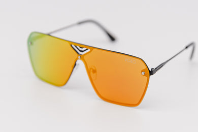 Miami Retro Orange Mirror Flat Top Rimless Sunglasses