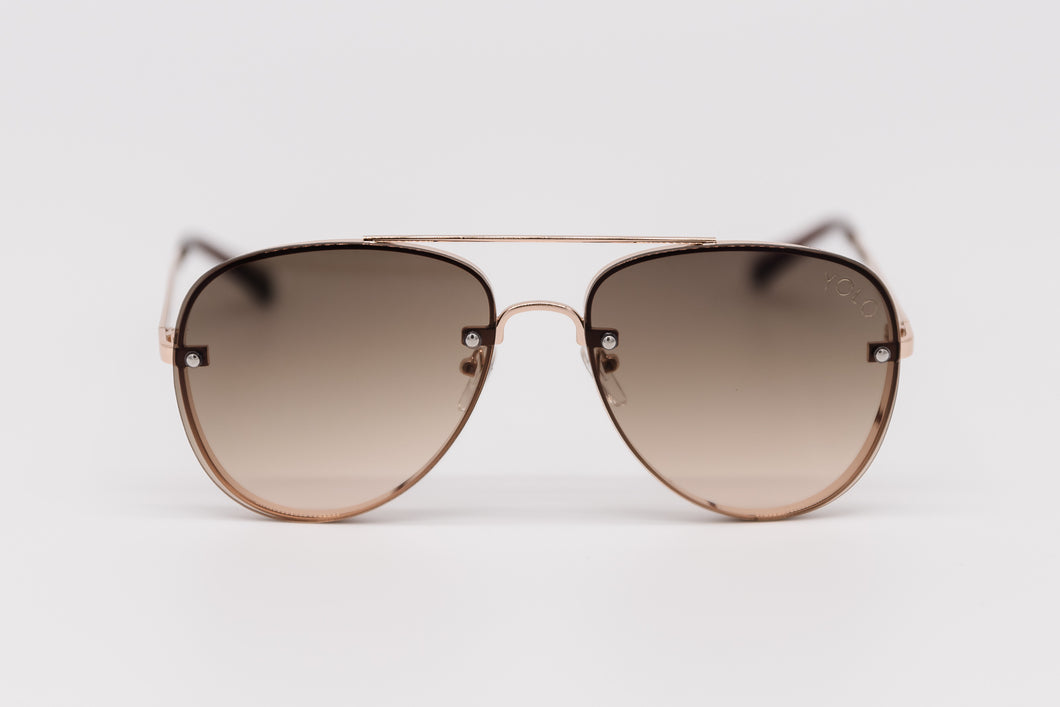 Rimless Aviators Sunglasses with Brown Flat Gradient Lens 