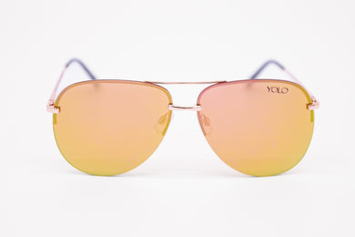 Pink Frameless Mirror Aviator Sunglasses - YOLO Eyewear