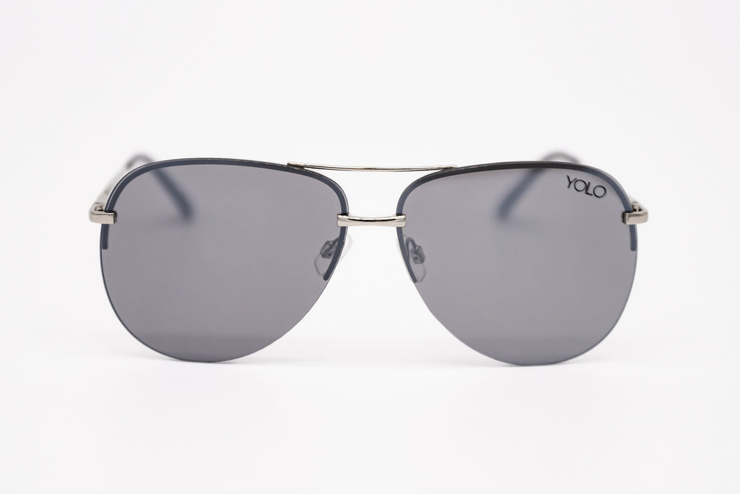 Silver Frameless Mirror Aviator Sunglasses - YOLO Eyewear