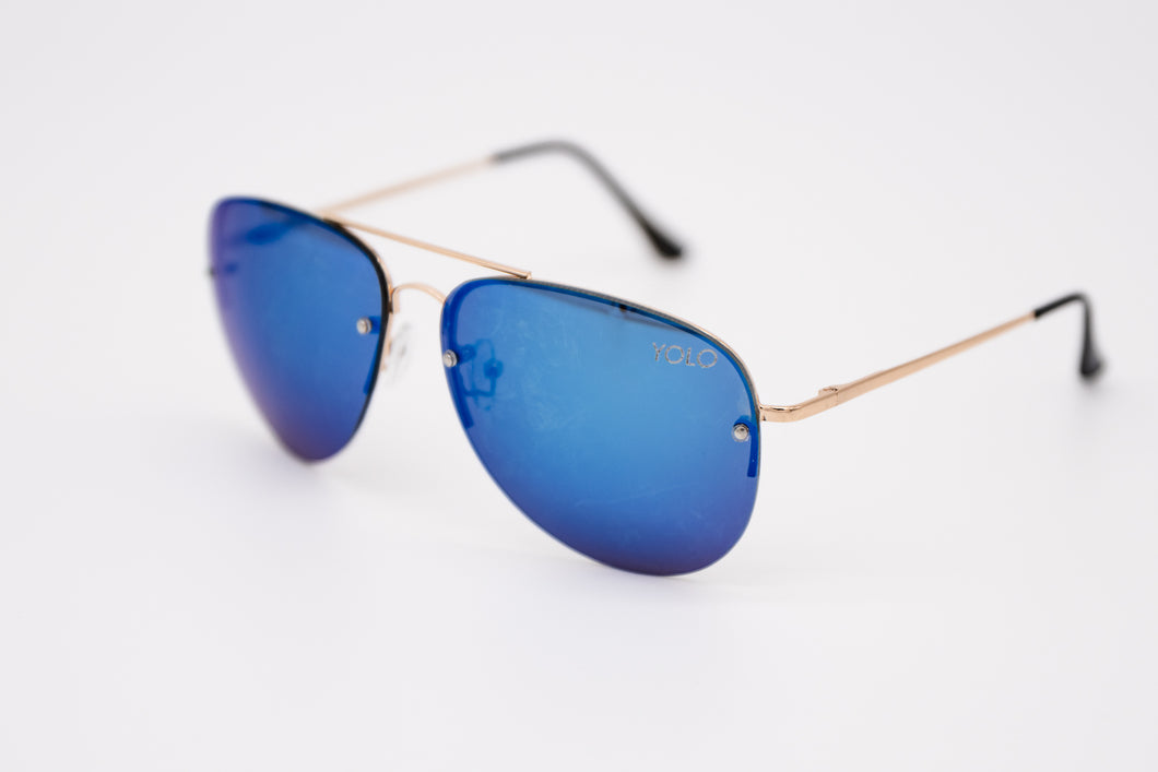 Frameless Blue Mirror Aviator Sunglasses - Yolo Eyewear