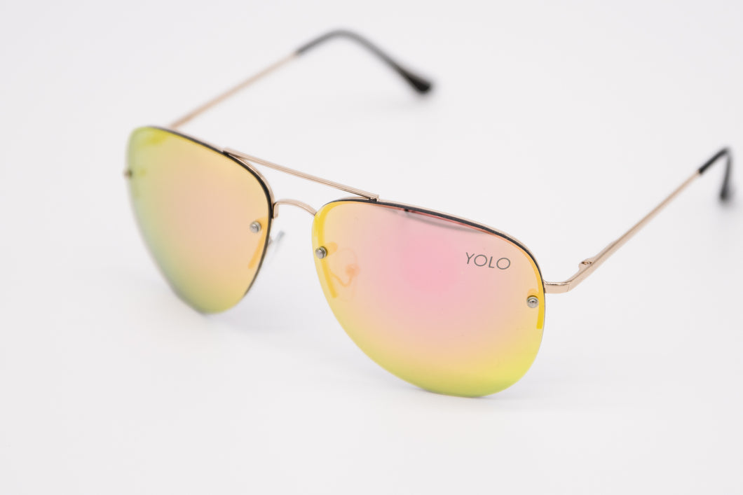 Large Frameless Mirror Aviator Sunglasses - Yolo Eyewear