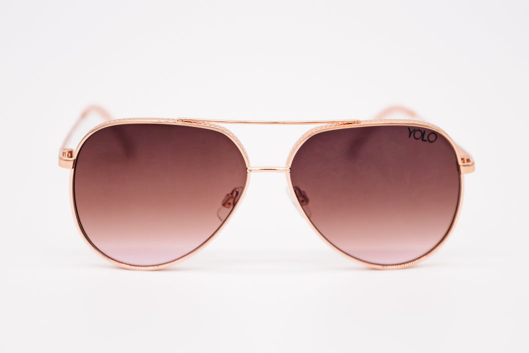 Rose gold Aviator Sunglasses - YOLO Eyewear