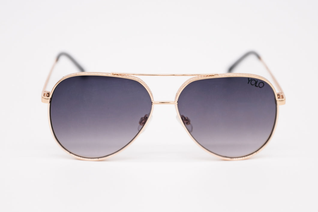 Gold Framed Aviator Sunglasses - YOLO Eyewear