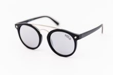 Load image into Gallery viewer, Black French Round Glasses with Brow Bar Mirror lens
