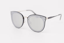 Load image into Gallery viewer, Oversized Chrome Mirror lens Women Round Cat Eye Sunglasses
