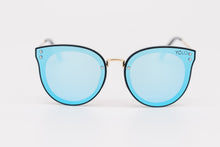 Load image into Gallery viewer, Oversized Blue Mirror lens Women Round Cat Eye Sunglasses 
