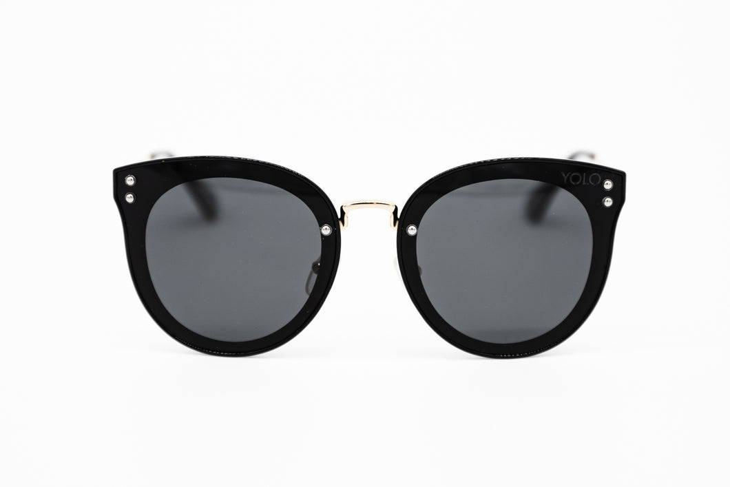 Black Oversized lens Women Round Cat Eye Sunglasses