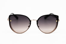 Load image into Gallery viewer, Brown Lens Rimless Cat Eye Gold Glitter Shield Sunglasses
