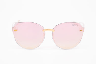 Pink mirror lens Cat Eye Sunglasses with Angle Corner Lens