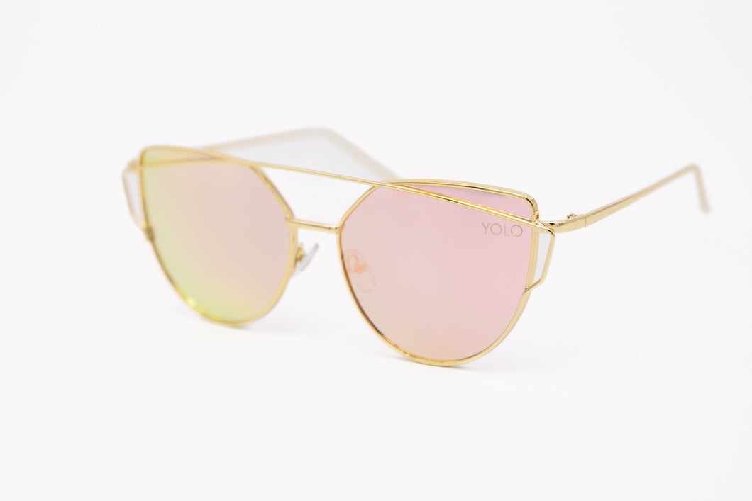 High Pointed Cat Eye Fashion Pink Mirrored Sunglasses 