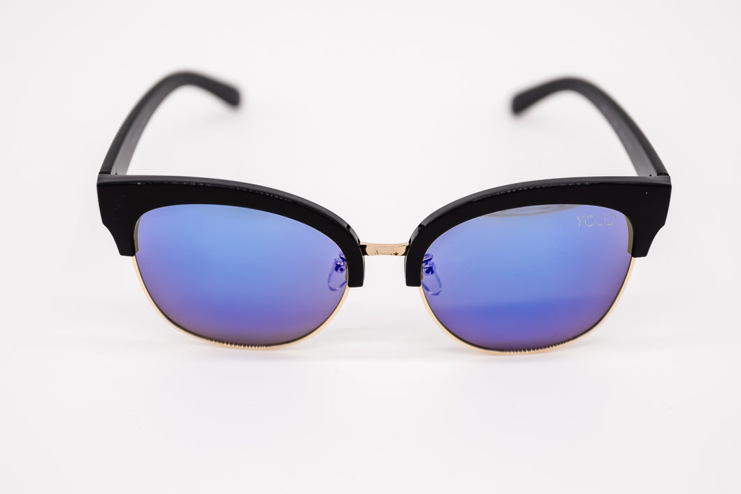 Clubmaster  Blue Mirror Lens Sunglasses - Yolo Eyewear