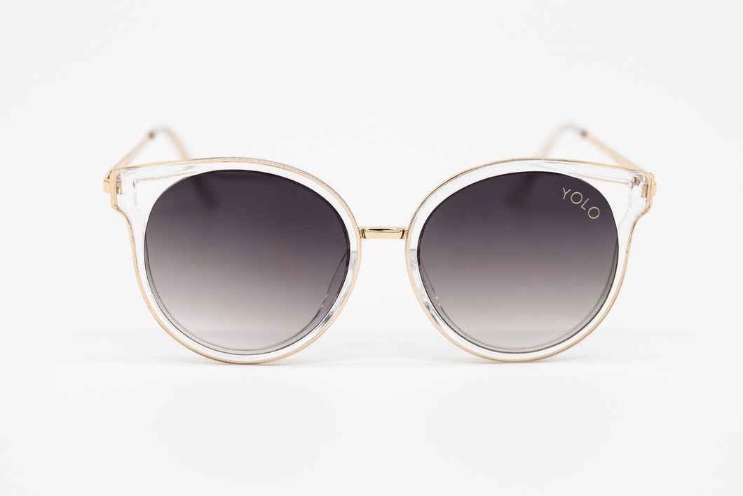 Clear Round Cat Eye Sunglasses Cut Out Lens - YOLO Eyewear