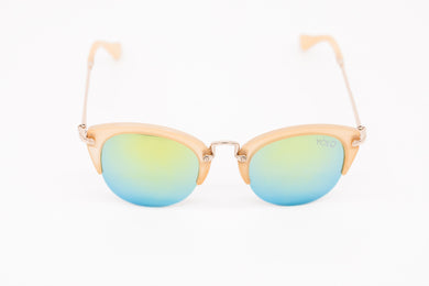 Mirror Green Lens Retro Horn Rimmed Sunglasses Yolo Eyewear