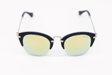 Green mirror lens Retro Horn Rimmed Sunglasses