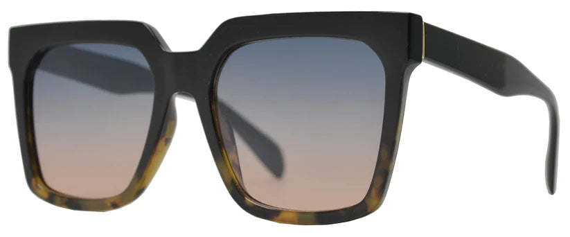 Black Retro Flat Square Lens Sunglasses