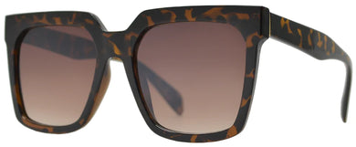 Tortoise Large Square  Sunglasses with Flat Lens 