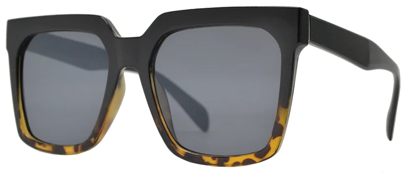 Black and tortoise Large Square  Sunglasses with Flat Lens 