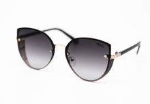 Load image into Gallery viewer, Black Lens Rimless Cat Eye Black glitter Shield Sunglasses
