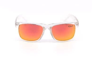 Polarized Sport  Clear Frame Sunglasses orange Mirror Lens 