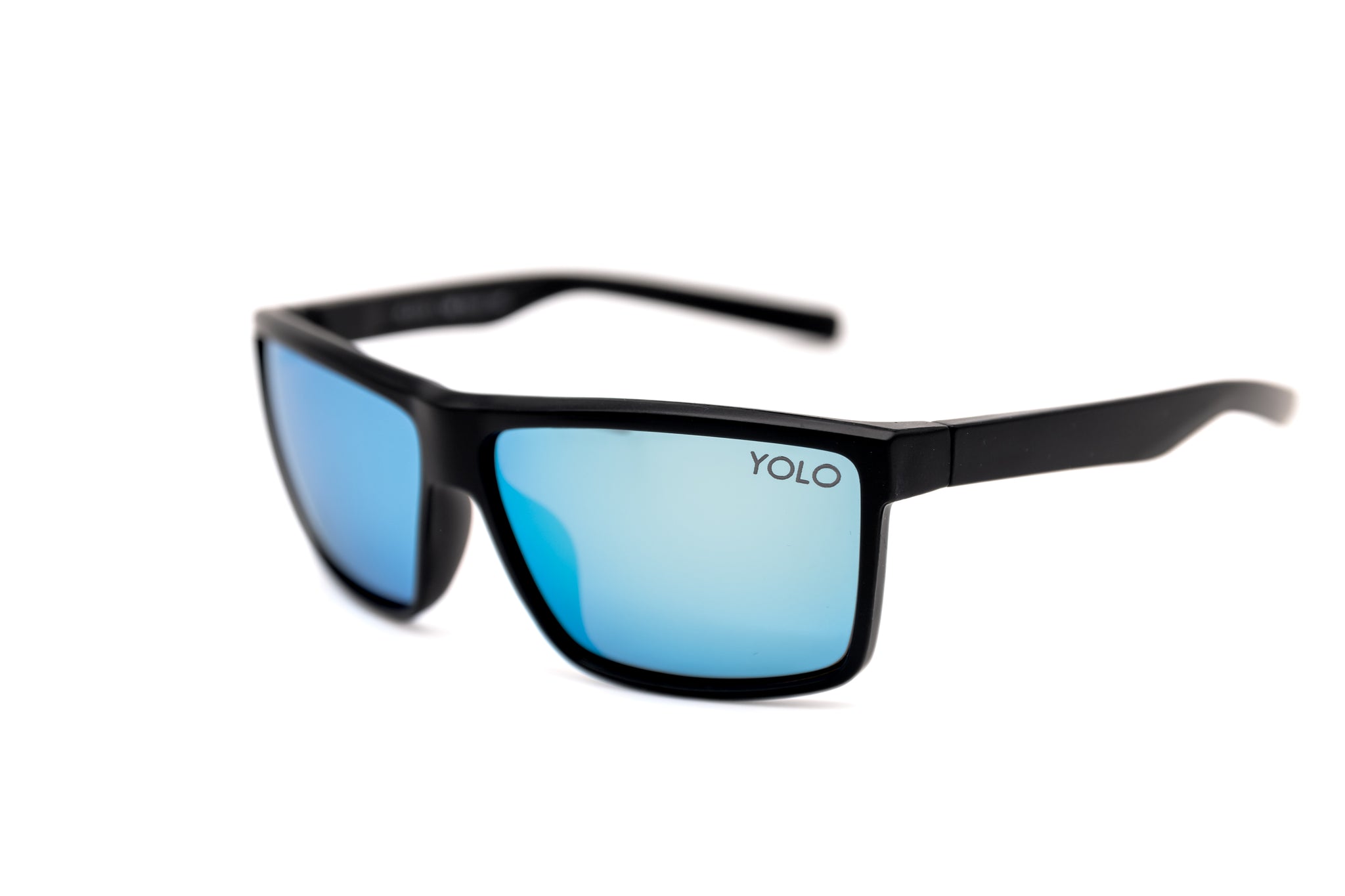 Polarized Sport Sunglasses - Yolo Eyewear Silver Mirrored Lens with Black Frame